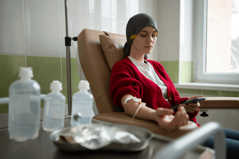 Patient receiving haemodialysis treatment in a modern hospital setup in Chennai